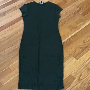 NWOT Vibe Green Sheath Dress Cap Sleeve Crew Neck Midi